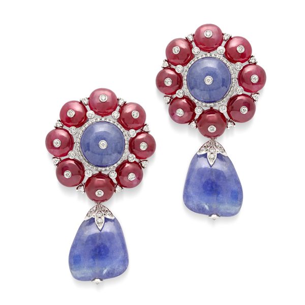 ruby diamond fiori di bubble earrings