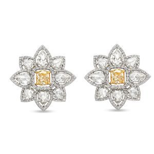 Bridal Earring : Golden Iris Diamond Earring