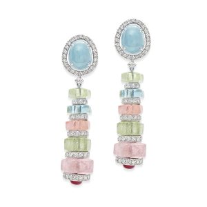 Ruby & Diamond Pastello Di Aqua Earrings