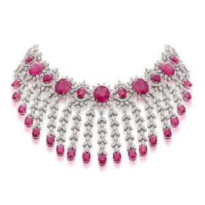 Classic Ruby & Diamond Bridal Necklace