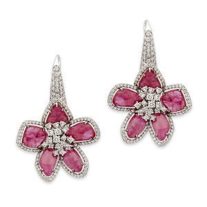 Ruby & Diamond Floral Fantasy Earrings