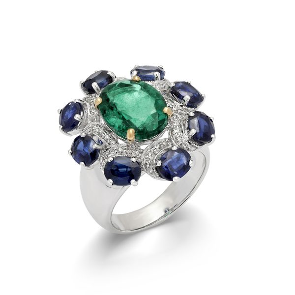 Emerald & Kinite Bouquet Ring