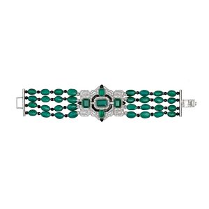Art Deco Emerald & Black Onyx Diamond Bracelet