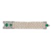 Art Deco Motif Pearl Diamond Bracelet