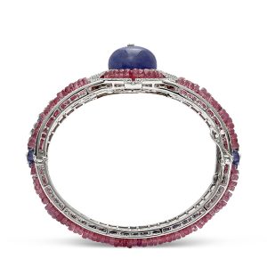 Greco Art Deco Cuff Tanzanite, Ruby & Diamond Bracelet