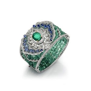Diamond Emerald & Kinites Ocean Angel Cuff Bracelet