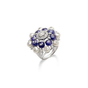 Tanzanite and Pearl Bubble Engagement Ring