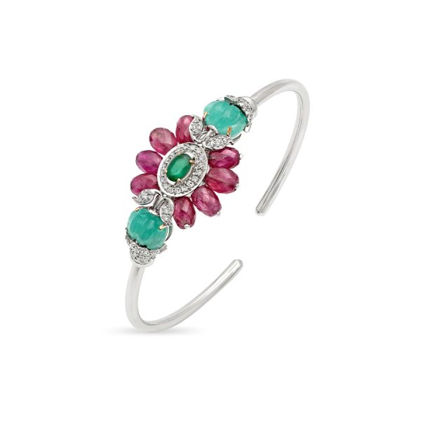 Ruby Emerald Floral Spring Bracelet