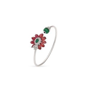 Ruby and Green Onyx Floral Spring Bracelet