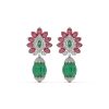 Ruby Emerald Floral Stud Earrings