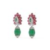 Ruby Emerald Floral Stud Earrings