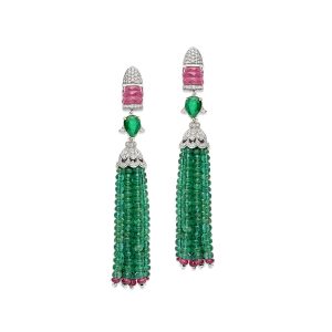 Ruby Emerald Tassel Earrings
