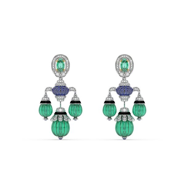 Tanzanite Emerald Drop Earrings