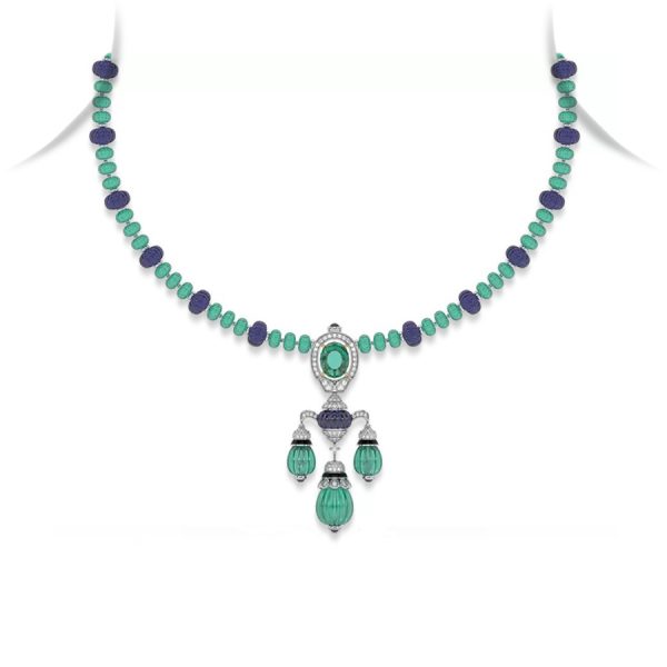 Tanzanite Emerald Drop Pendant Necklace