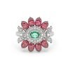 Ruby Emerald Floral Ring