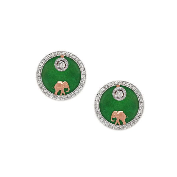 Elephant Medallion Diamond Earrings