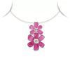 Ruby and Diamond Floral Pendant Necklace