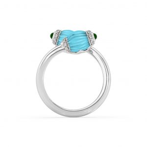 Chalcedony, Turquoise & Diamond Ring