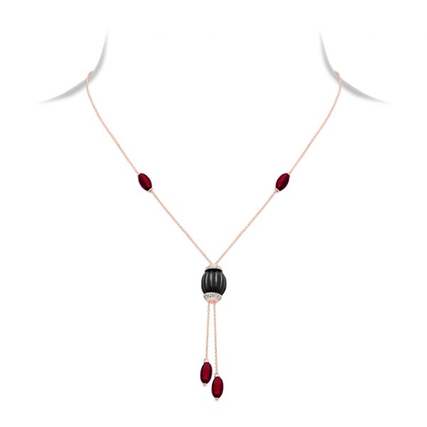 Black Onyx Diamond Sautoir Necklace