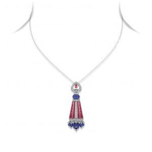 Tanzanite Ruby & Diamond Pendant Necklace