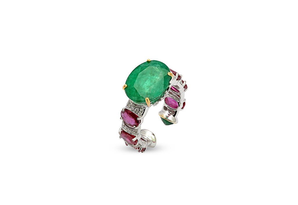 Emerald Ruby & Diamond Ring