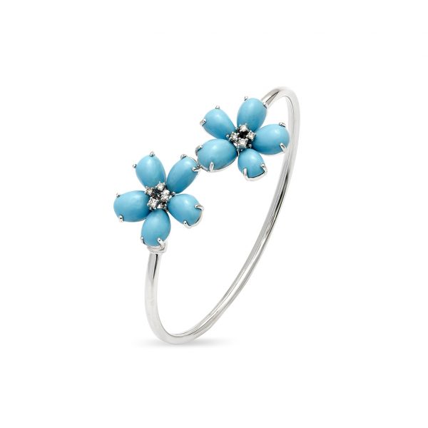 Turquoise and Diamond Floral Bracelet