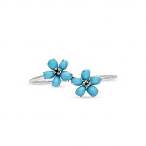 Turquoise and Diamond Floral Bracelet