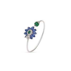 Kyanite And Green Onyx Floral Bracelet