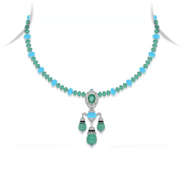 Turquoise Emerald Drop Pendant Necklace
