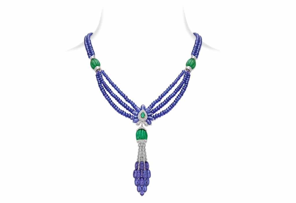 Tanzanite Emerald Floral Sautoir Necklace