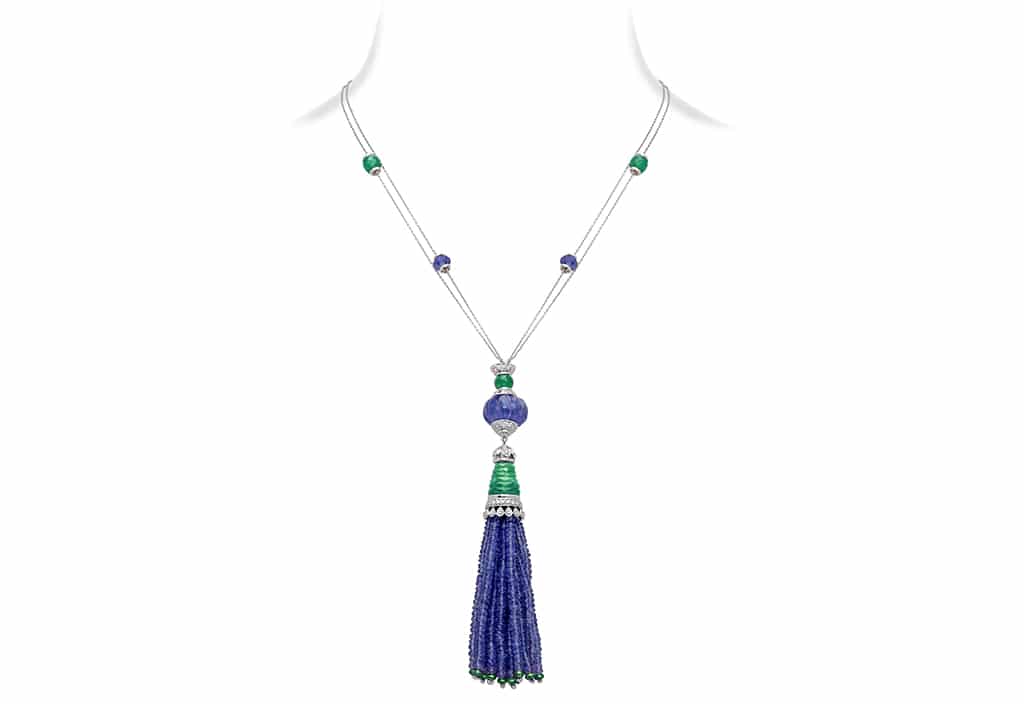 Chalcedony Tanzanite Tassel Sautoir Necklace