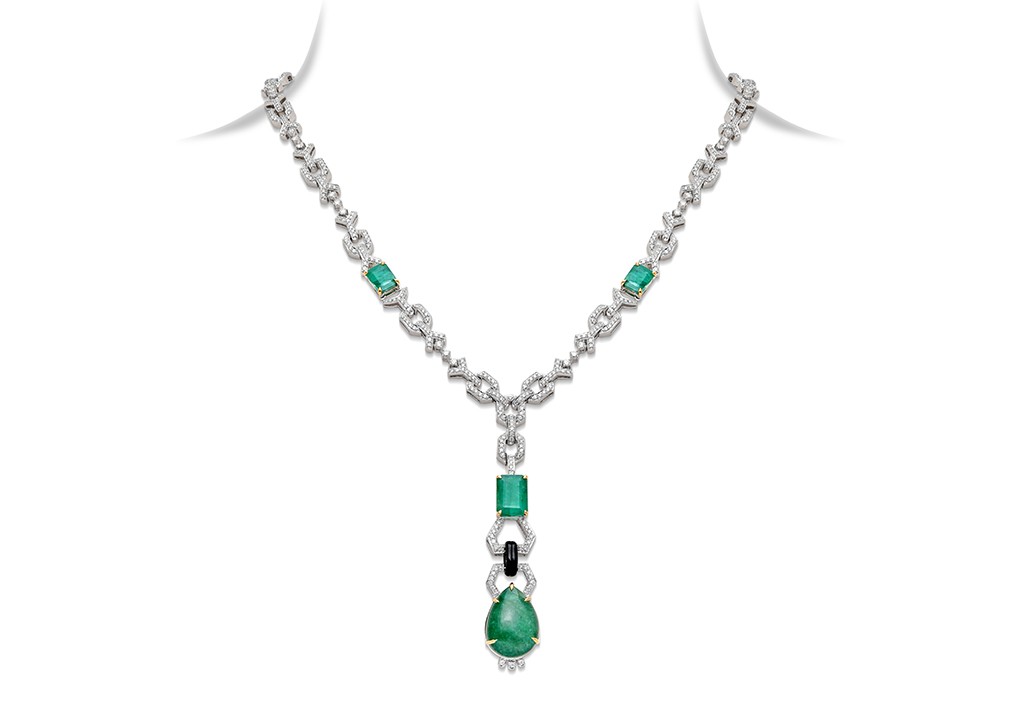 Art Deco Emerald Pendant Necklace