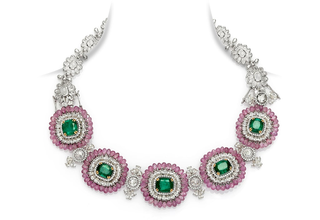Choker Necklace Emerald & Ruby Bracelet/Choker