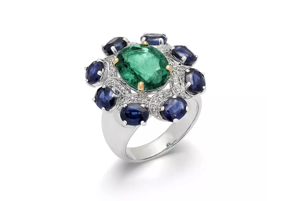 Emerald & Kinite Bouquet Ring