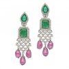 Emerald and Pink Sapphire earrings