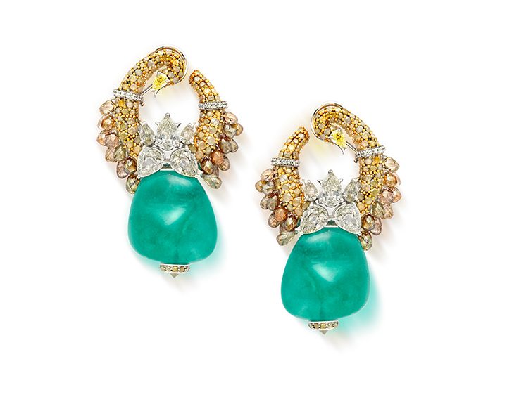 Emerald Diamond Mewar Hansli Earrings