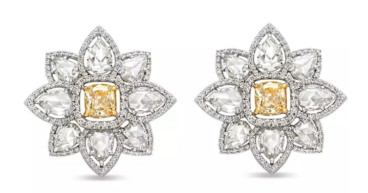 golden iris diamond earring