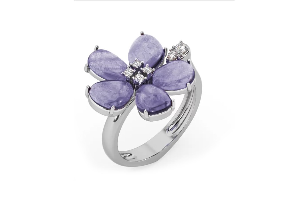 tanzanite and diamond floral ring