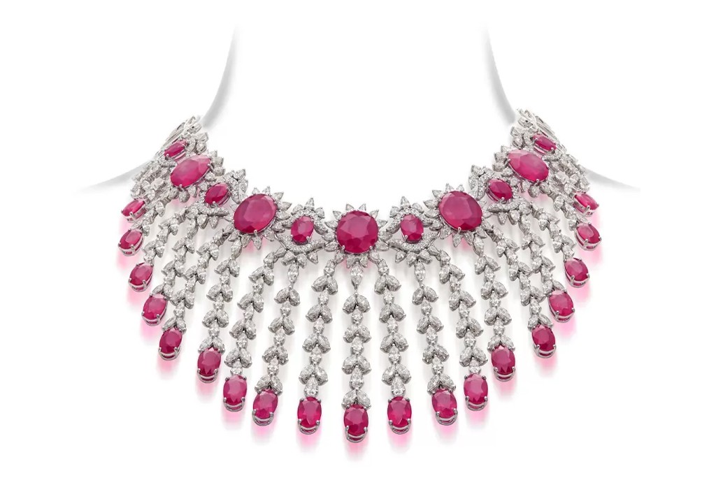 Classic Ruby & Diamond Bridal Necklace
