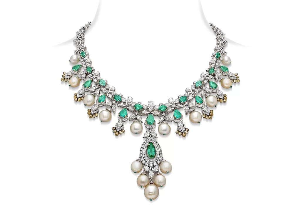Emerald Drop Bridal necklace