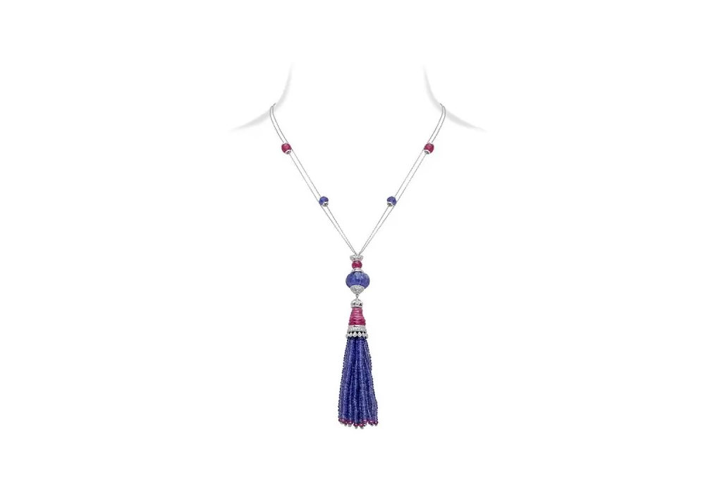 Ruby Tanzanite Tassel Sautoir Necklace