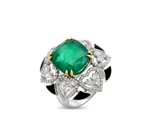 Emerald And Onyx Cocktail Ring