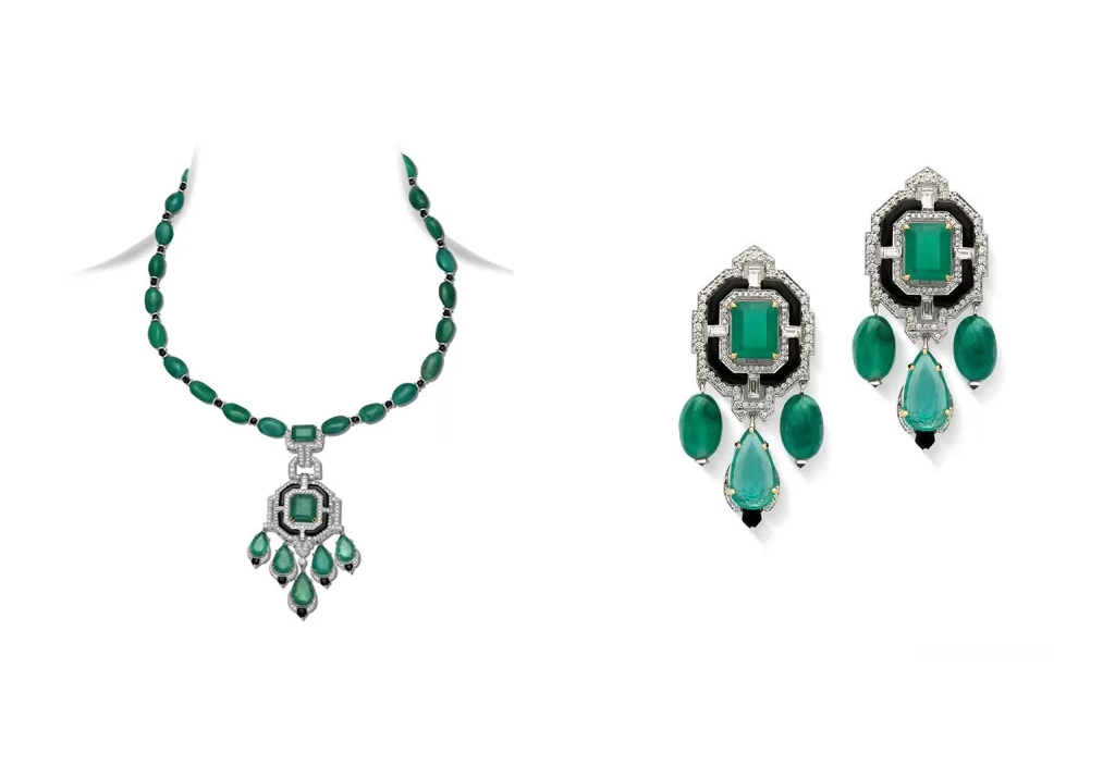 Art Deco Emerald Black Onyx Pendant Necklace