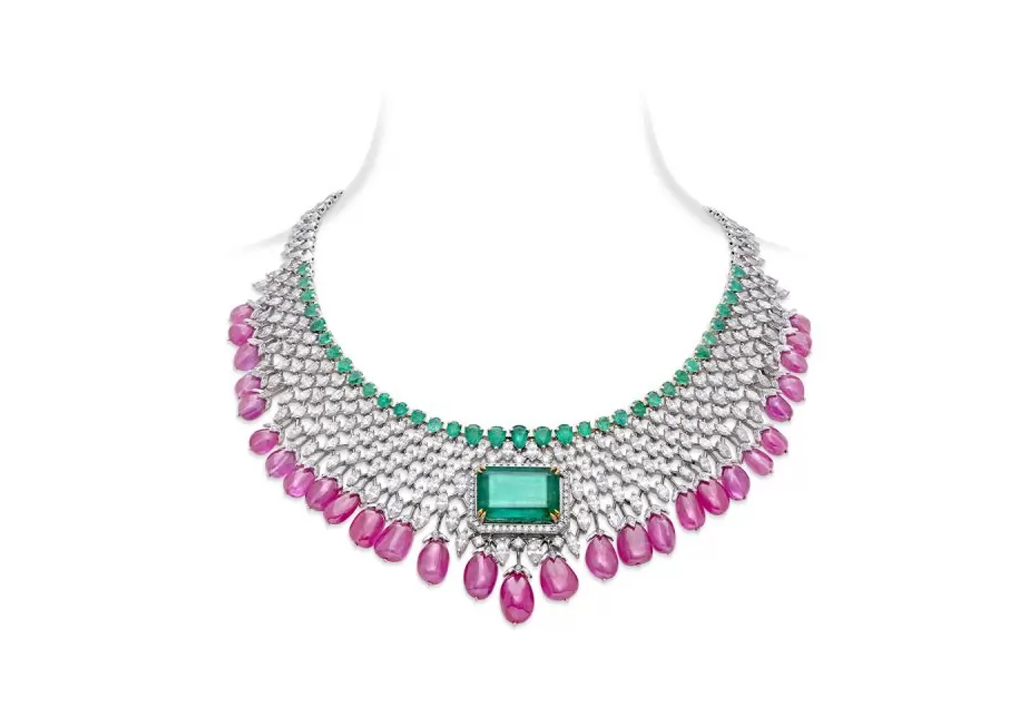emerald pink sapphire necklace