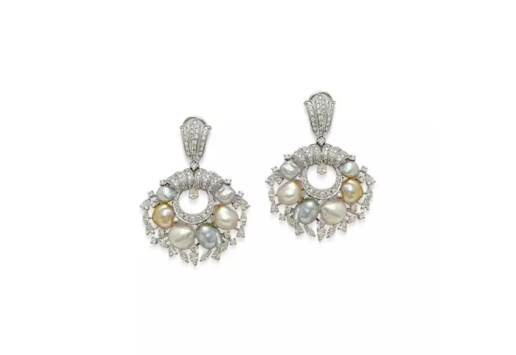 Bridal Earring: Keshi pearl diamond hoop earrings