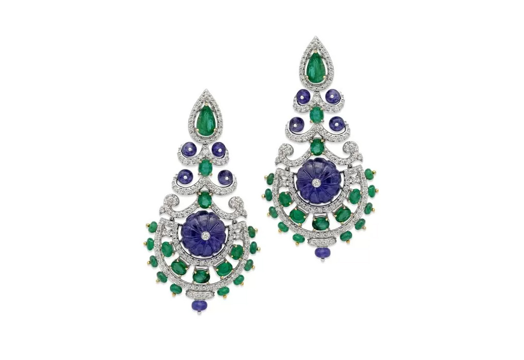 Tanzanite Emerald Bouquet Earrings