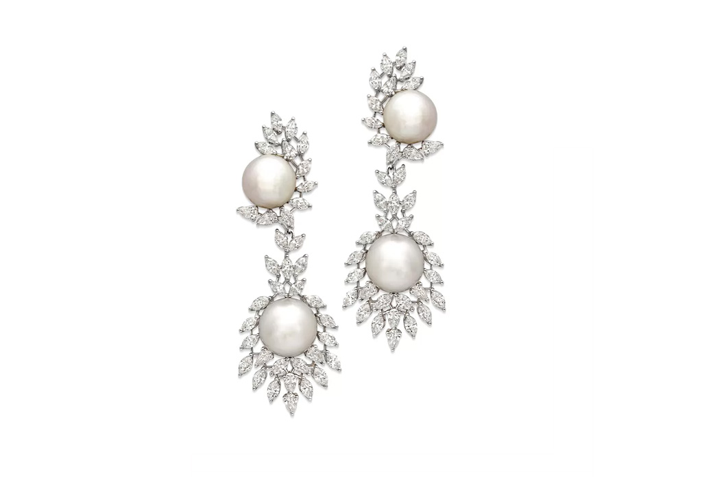 Pearl and Diamond Wreath Earrings