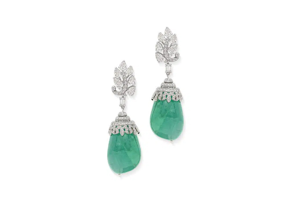 Olive Branch Emerald Earrings
