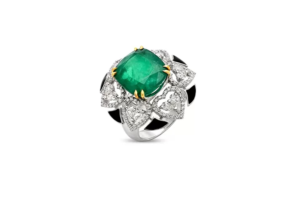 Emerald and Onyx Cocktail Ring