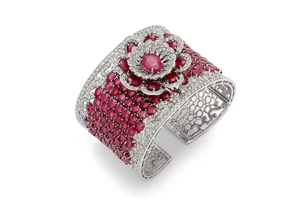 Ruby Diamond Cuff Bracelet